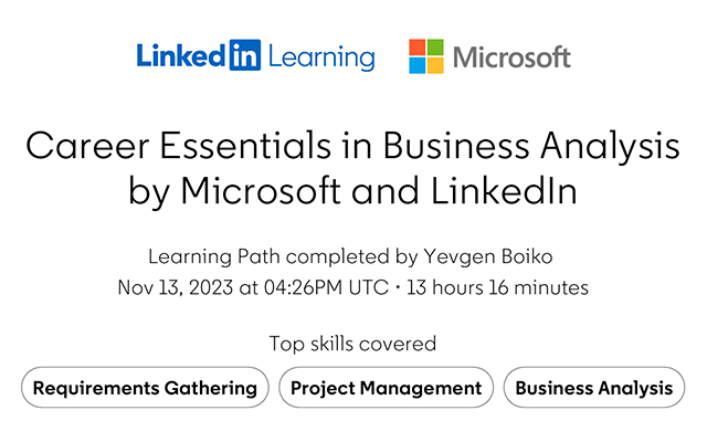 Career Essentials in Business Analysis by Microsoft and LinkedIn